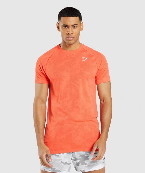 Panske Tricka Gymshark Geo Seamless Oranžové / Oranžové | DQ6971245